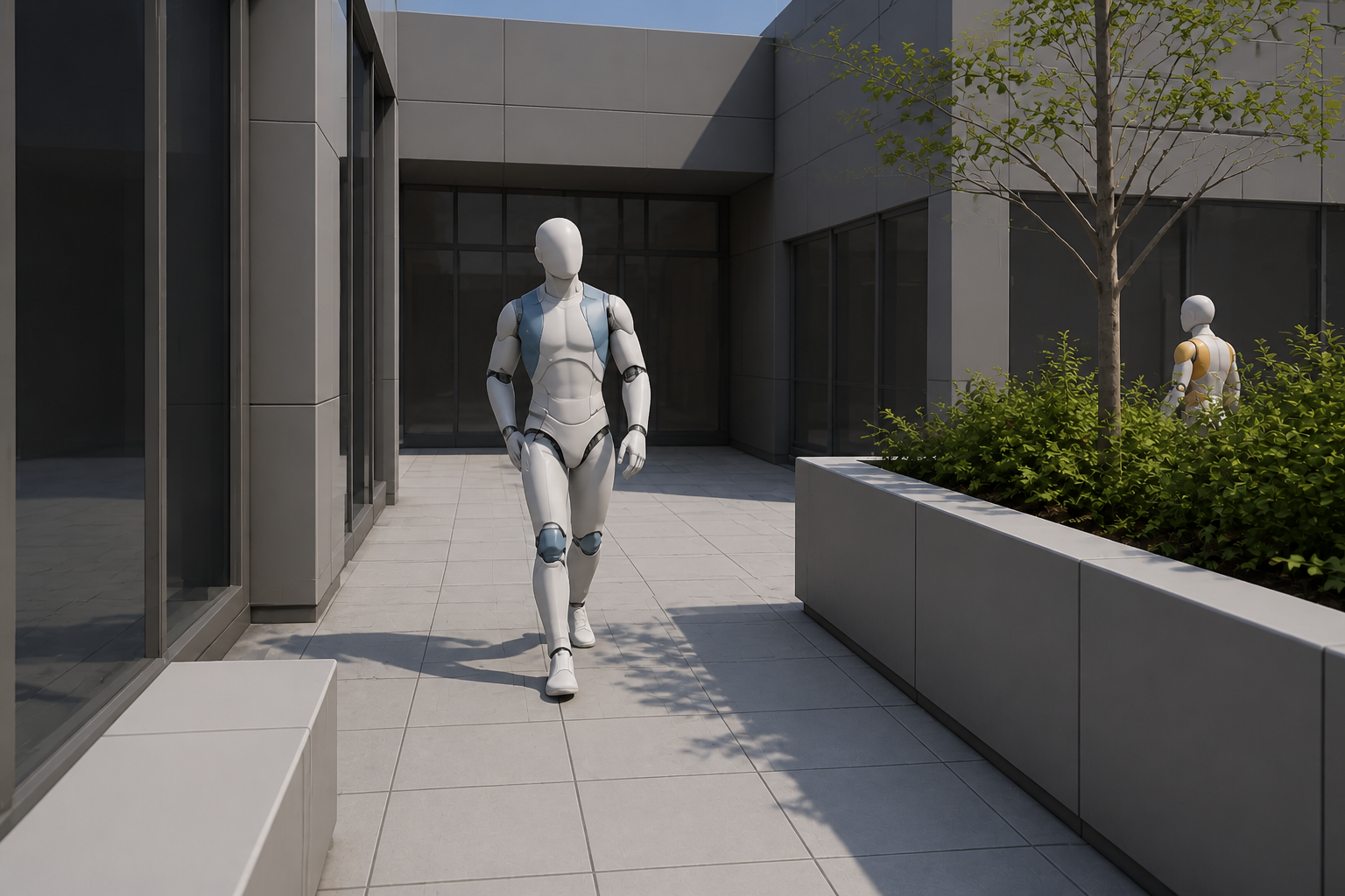 An agent-level view through a shared architectural environment.